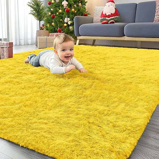 OLANLY Area Rugs for Living Room Bedroom, Machine Washable 4x5.9 ft Soft Fluffy by OLANLY