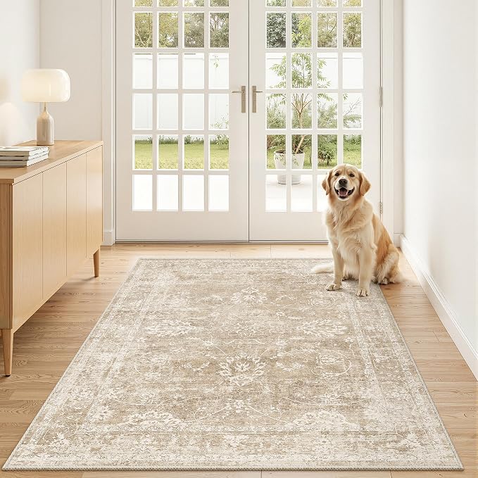 Madane 3x5 Area Rugs for Entryway, Washable Vintage Low Pile Non-Slip Throw by Madane