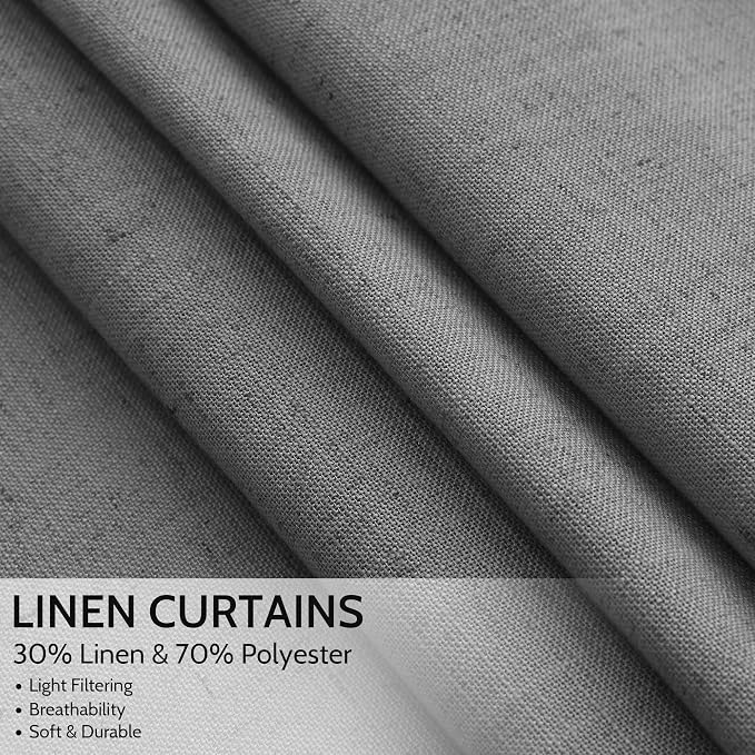 Nanspring Blazer Grey Cutains Morden Linen Blend Light Filtering Back Tab - Image 2