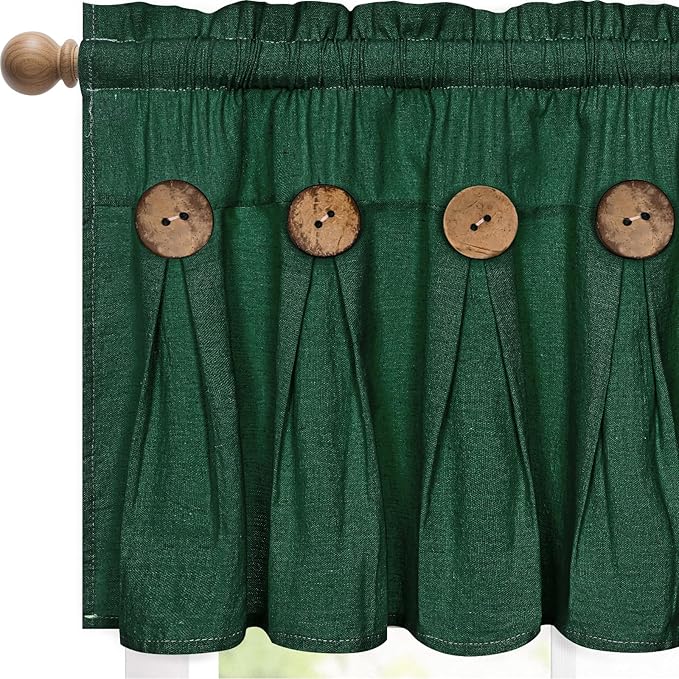 FRAMICS Farmhouse Valance Curtains, Boho Cotton Linen Kitchen Valance, Country by FRAMICS