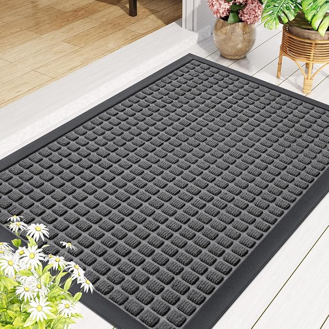 Smiry Front Door Mat Outside Entrance, Heavy Duty Natural Rubber Doormat - Image 9