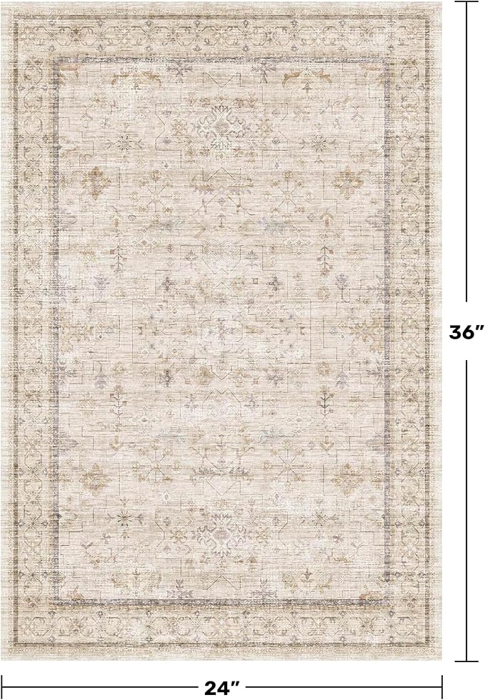 Farmhouse Bathroom Rug 2x3 Beige, Machine Washable Small Non Slip Indoor - Image 2