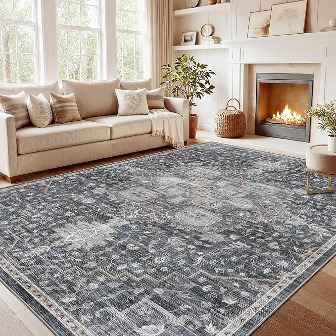 AMADA HOMEFURNISHING 10x14 Washable Area Rug, Low-Profile Large Area Rug - Image 9