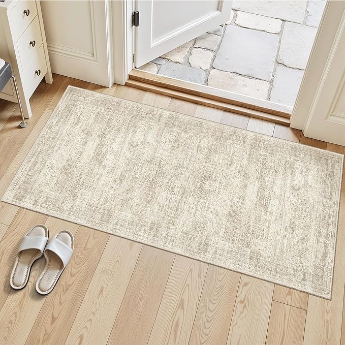 2x4 Washable Rugs for Kitchen, Powder Room Small Area Rug Non-Slip Vintage Low - Image 3