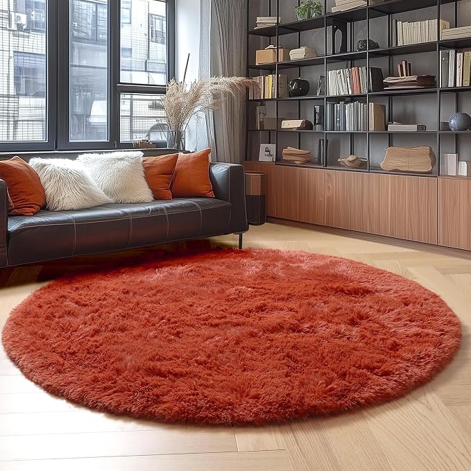 Amdrebio Terracotta Rust Circle Round Rug 4Ft - Image 3