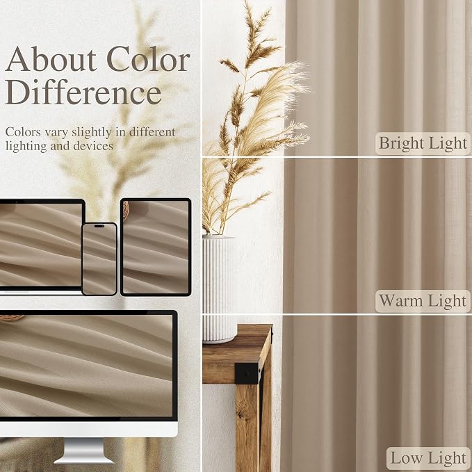 Sepia Beige Linen Curtains 120 Inches Long - Image 3