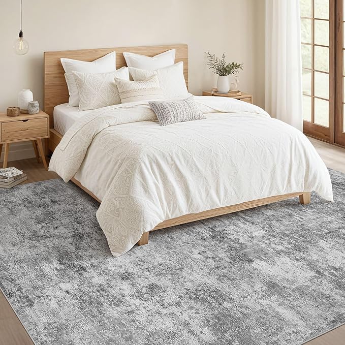 Nakagishi 7x9 Area Rugs Living Room: Washable Abstract Large Neutral Soft Rug - Image 4
