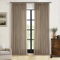Farmhouse Semi Sheer Light Brown Pinch Pleat Linen Curtains 112 Inches Long | by Twodrapes