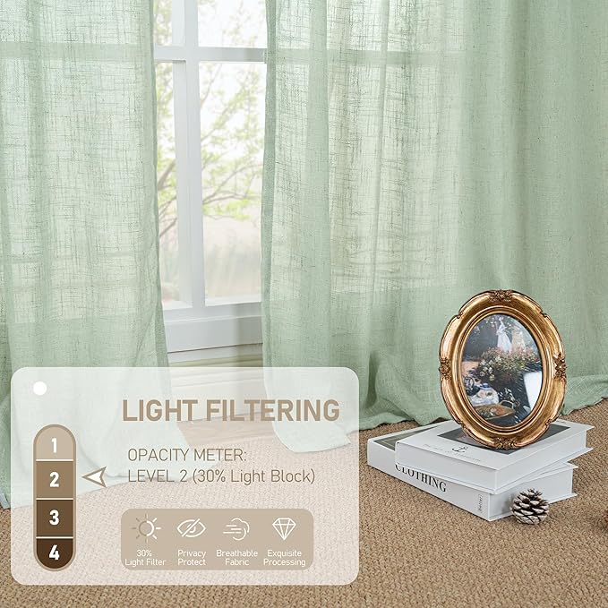 LAMIT 40 Inch Length Linen Curtains - Image 4
