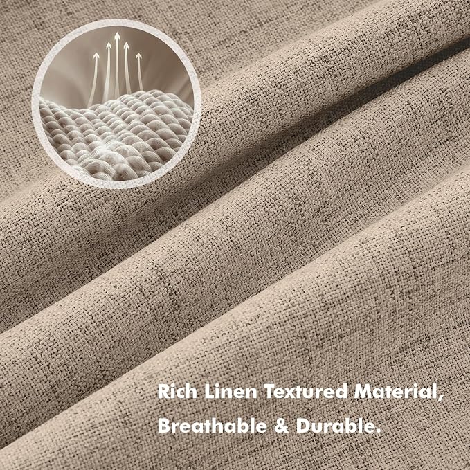 MIULEE 100% Blackout Linen Curtains 42 x 96 Inch Copper Brown 2 Panels | - Image 3