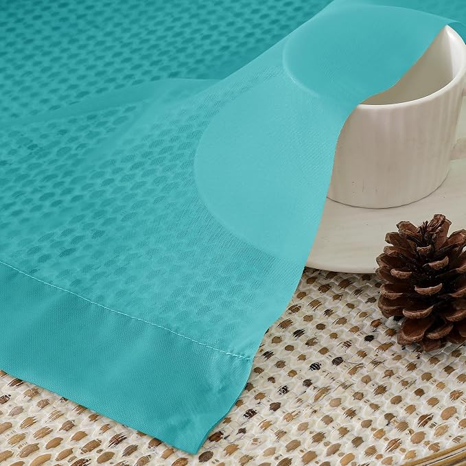 Aiyufeng Turquoise Sheer Curtains 45 Inch Length 2 Panels Set, Light Filtering - Image 3