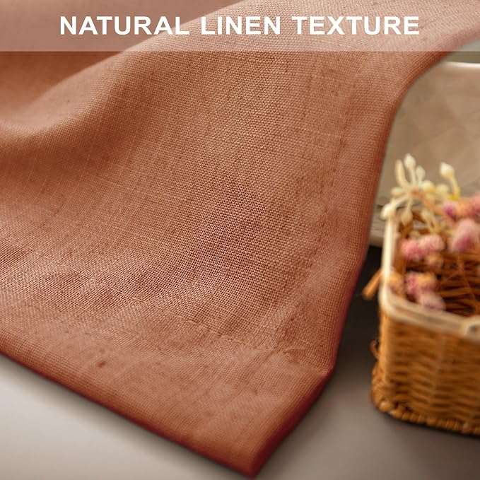 Pitalk Boho Curtains for Bedroom 2 Panels Rust Terracotta Colored Rod Pocket - Image 8