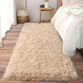 Soft Runner Rugs for Bedroom Hallways, 2x6 Beige Fluffy Shag Throw Area Rug Non by Ailyei