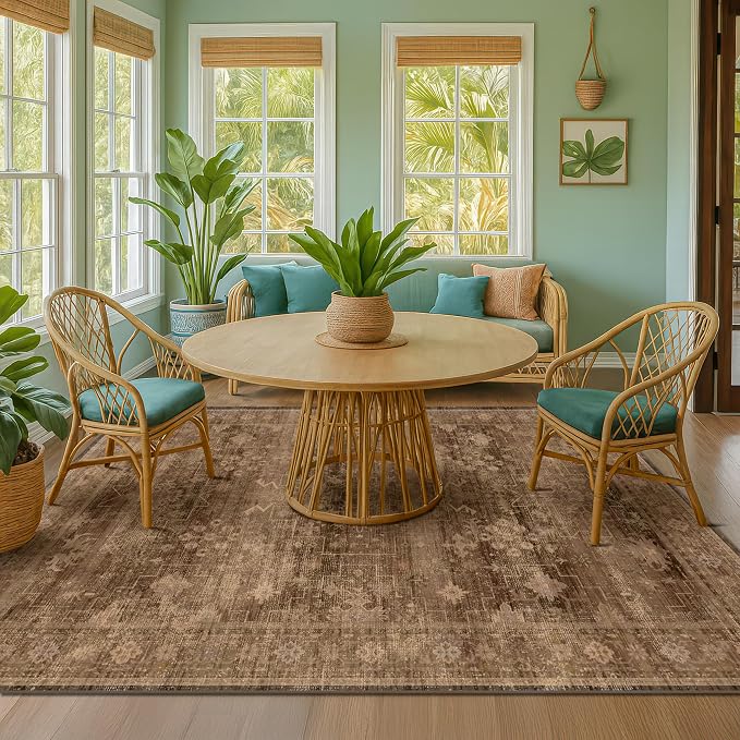Hazo Haus Boho Taupe Brown 5x7 Living Room Rug - Image 3