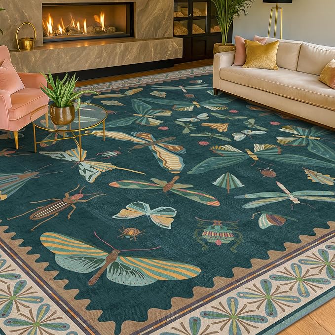 Insect Boho 7X9 Washable Living Room Rug - Image 3