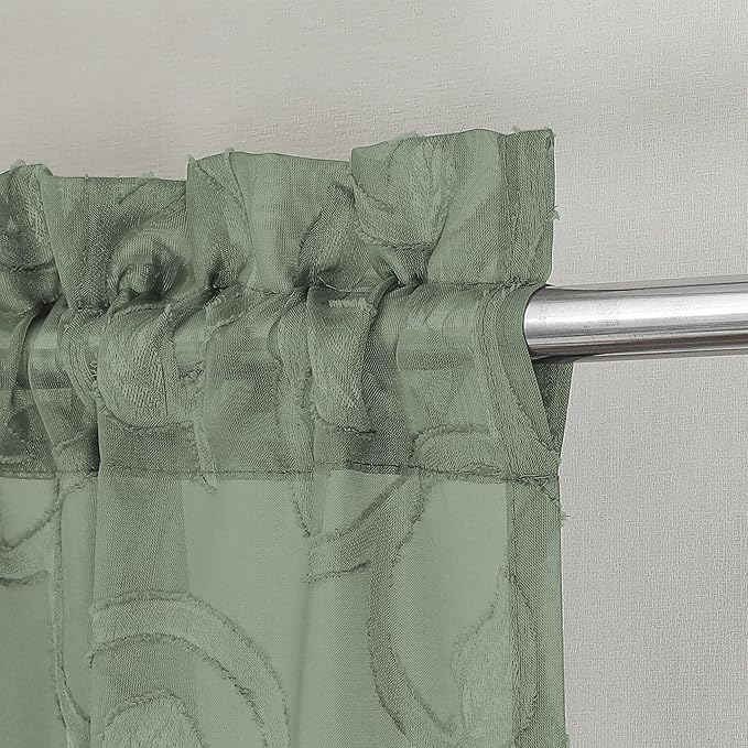 OWENIE Furman Sage Green Sheer Curtains Valances by OWENIE