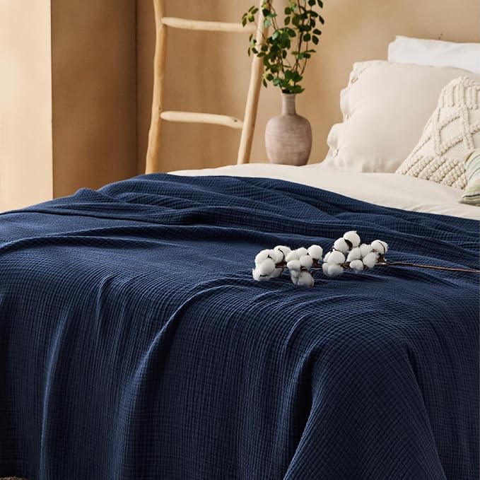 Bedsure 100% Cotton Muslin Blanket Queen Size - Image 8