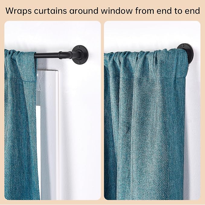 2 Pack Industrial Curtain Rods for Windows 66 to 120 Inches, for Indoor and - Image 4