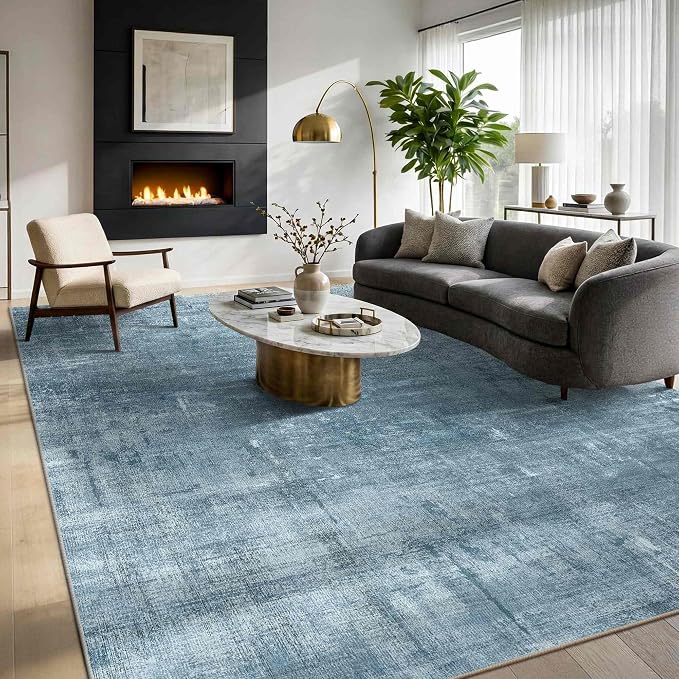 Latte&Fog 10x14 Area Rug for Living Room, Extra Large Blue Modern Abstract - Image 2