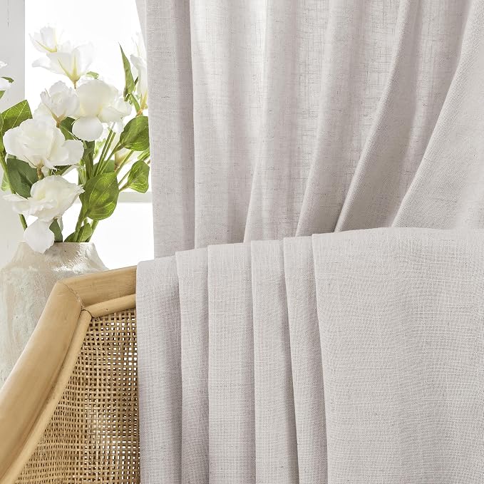 Joydeco Linen Curtains for Living Room, Light Filtering Rod Pocket Back Tab - Image 6