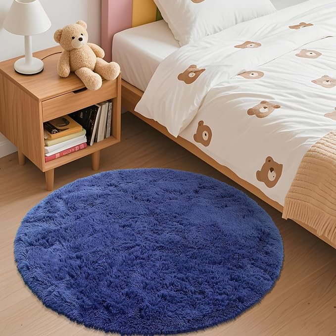 OLANLY Navy Blue Round Rugs for Bedroom - Image 3