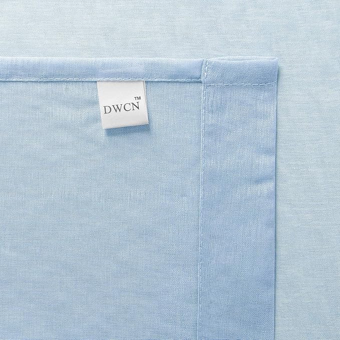 DWCN Sky Blue Sheer Curtains Semi Transparent Voile Rod Pocket Curtains - Image 5