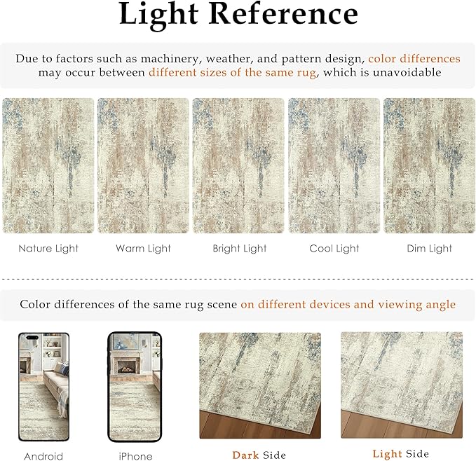 2x6 Runner Rug Washable Beige Brown Abstract Modern Neutral Hallway Carpet Non - Image 7