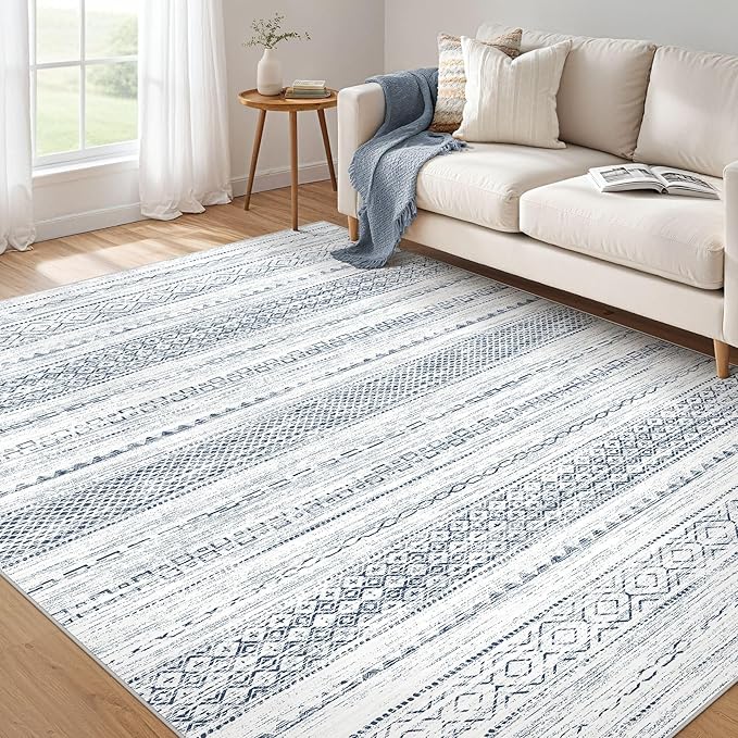 Nakagishi 6x9 Area Rugs Living Room: Washable Boho Large Neutral Soft Farmhouse by NakagishiAreaRug