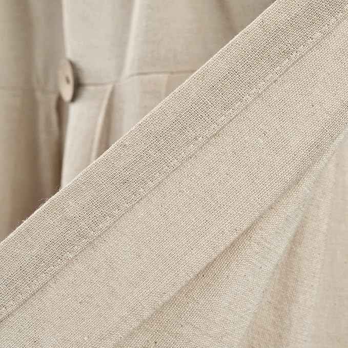 Lush Decor Linen Button Farmhouse Valance Curtians 52"W x 18"L Dark Linen - Image 2