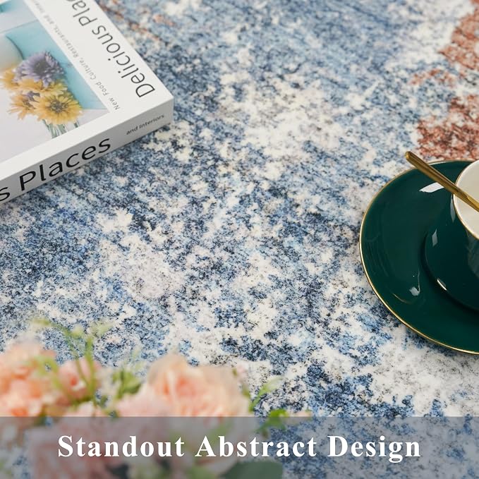3x8 Washable Hallway Runner – Non-Slip Abstract Modern Neutral Wide Carpet - Image 8