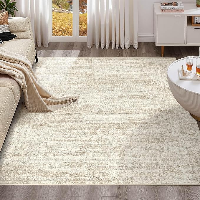 UERMEI Square Area Rugs : Washable 6x6 Neutral Modern Abstract Carpet - Image 7