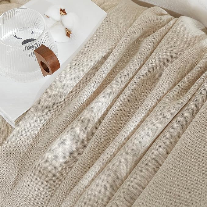 NICETOWN Cream Beige Linen Curtains & Drapes 84 inches Long, Grommet Flax Linen - Image 6