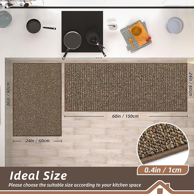 BEQHAUSE Kitchen Rugs and Mats 2PCS, Non-Slip Kitchen Mats - Image 2
