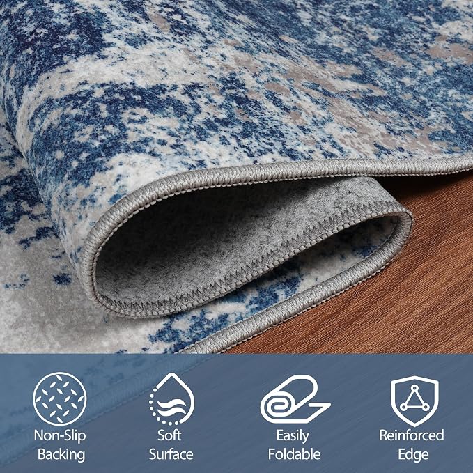 5x7 Area Rugs for Living Room Rug Washable: Abstract Rug for Dining Room - Image 4