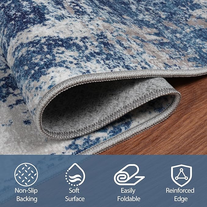 4x6 Area Rugs for Living Room Rug Washable: Abstract Rug for Dining Room - Image 4