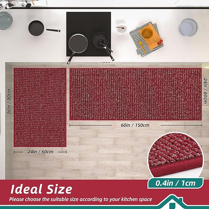BEQHAUSE Kitchen Rugs and Mats 2PCS, Non-Slip Kitchen Mats - Image 2