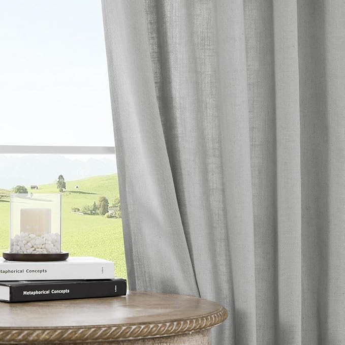 Joydeco Linen Curtains 90 Inch Length, Light Filtering Curtains - Image 6