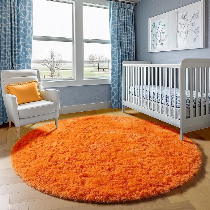 ONASAR Orange Round Area Rugs 4ft - Image 8