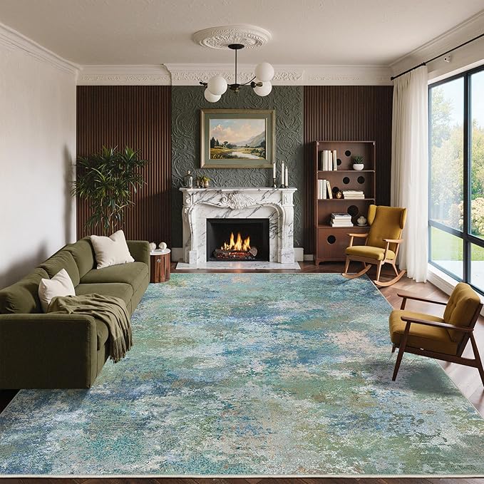 Area Rugs 9x12 for Living Room Bedroom, Modern Abstract Machine Washable Rug - Image 4