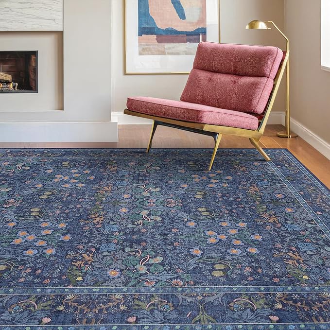 Dark Navy Blue Living Room Rug 5x7 Area Rug - Image 3