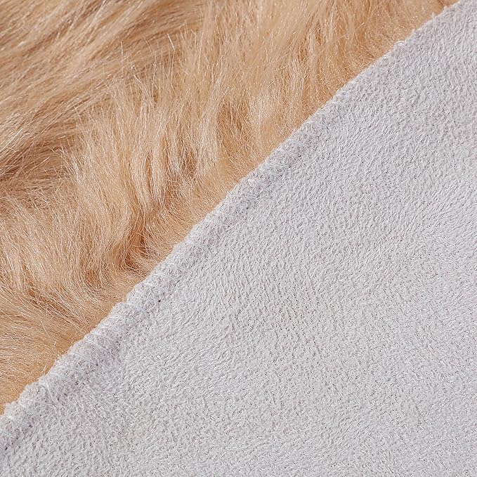 linmopm Faux Fur Rug Sheepskin Shag Fluffy Fuzzy Beige 3x3 ft Rugs - Image 5