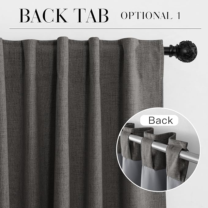RYB HOME Grey Linen 100% Blackout Curtains - Image 7