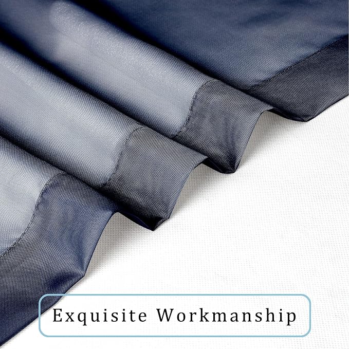 OWENIE Navy Blue Sheer Curtains 90 Inches Long, Solid Light Filtering Sheer - Image 5