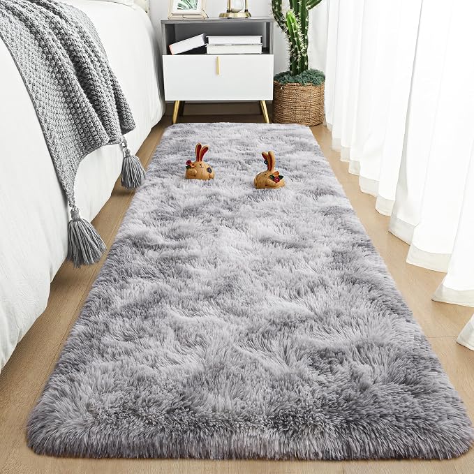 Tepook Fluffy Runner Rugs for Bedroom Aesthetic 2x6 Feet, Shag Soft Bedside Rug by Tepook