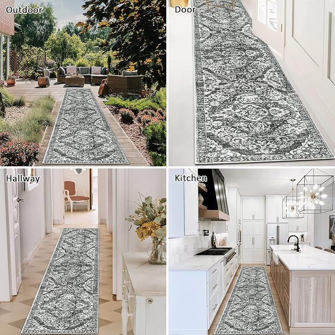 HEBE Hallway Runner Rug 2'x8' Washable Vintage Distressed Area Rugs Non Slip - Image 6