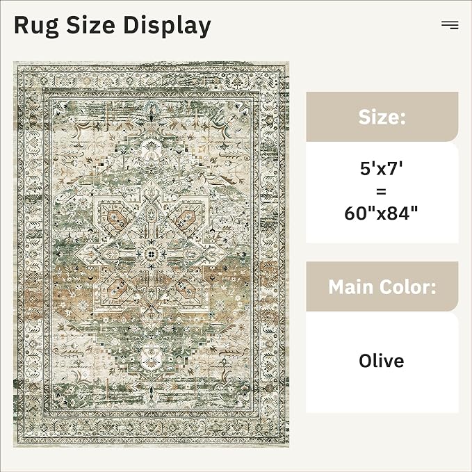 Soalmost 5x7 Area Rugs Low Pile Indoor Washable Trendy Faded Style Rugs - Image 4