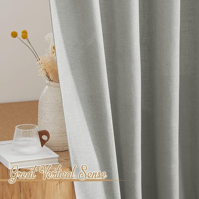 NICETOWN Linen Gray Curtains 84 inches Length 2 Panels Set, Rod Pocket & Back - Image 4