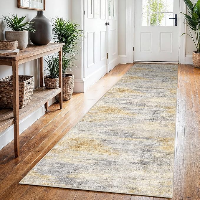 2'6''x12' Washable Kitchen Runner Rug: Modern Abstract Runners - Image 2