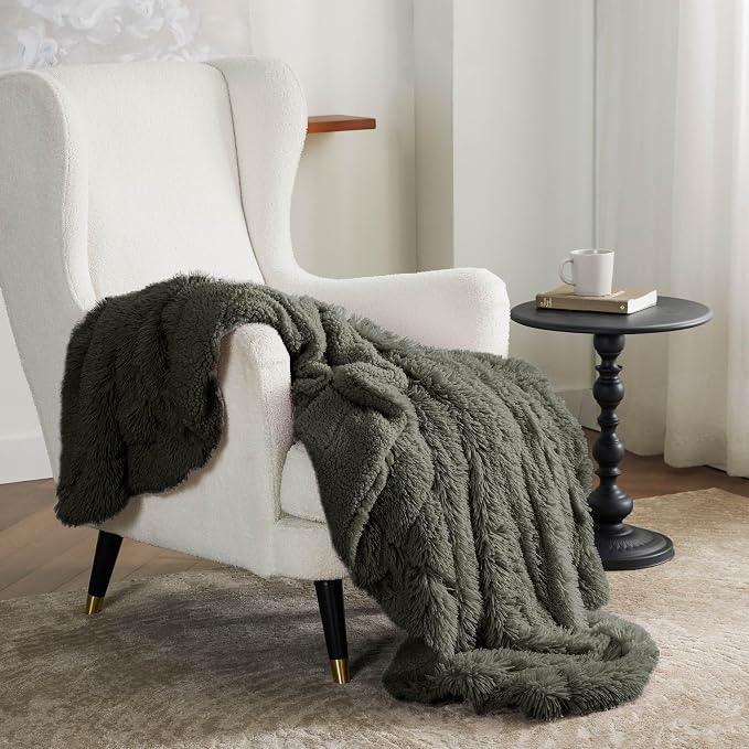 Bedsure GentleSoft Fluffy Olive Green Throw Blanket, Moss Green Decor Cozy Gifts - Image 6