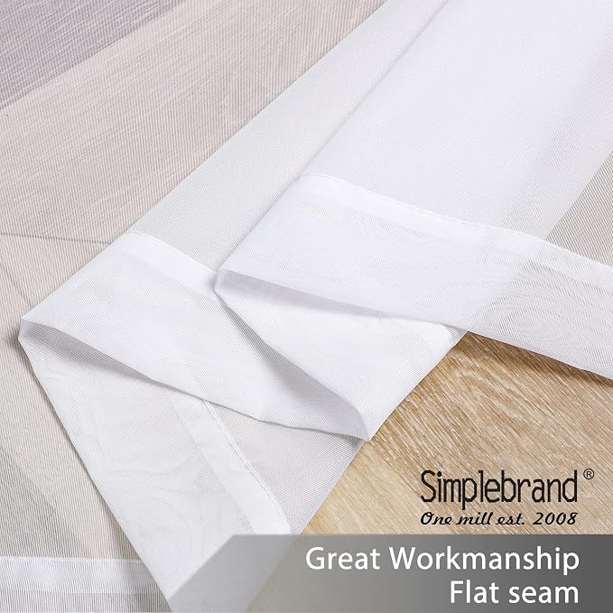Simplebrand White Short Sheer Kitchen Cafe Curtains 36-42 Inch, Tier Rod Pocket - Image 5